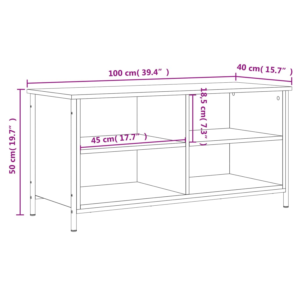 vidaXL Comodă TV, stejar sonoma, 100x40x50 cm, lemn prelucrat