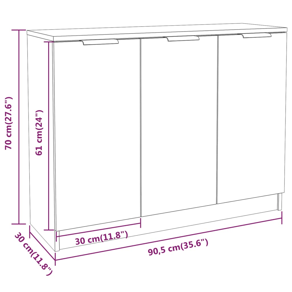 vidaXL Servantă, sonoma gri, 90,5x30x70 cm, lemn prelucrat