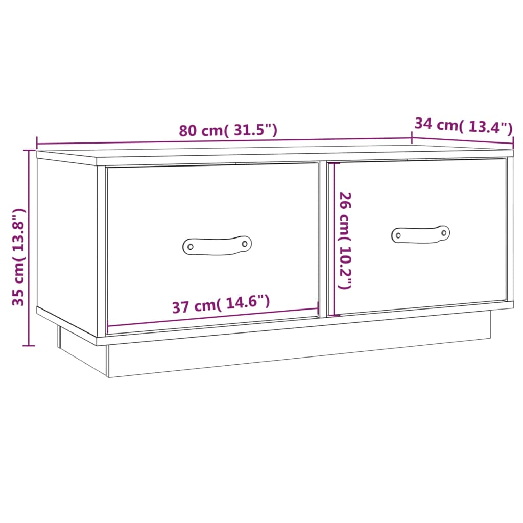 vidaXL Comodă TV, negru, 80x34x35 cm, lemn masiv de pin