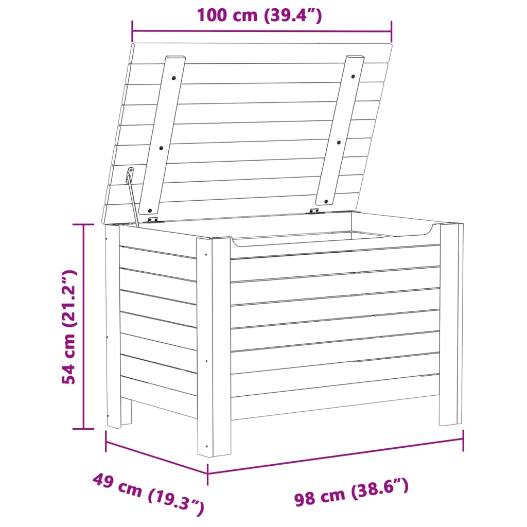 vidaXL Cutie depozitare capac "RANA", alb, 100x49x54cm, lemn masiv pin