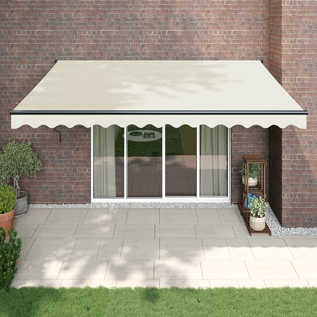 vidaXL Copertină retractabilă, crem, 4x3 m, textil și aluminiu