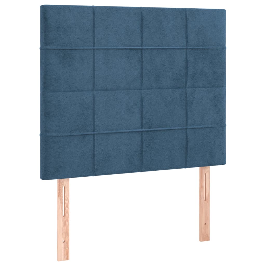 vidaXL Pat box spring cu saltea, albastru închis, 90x190 cm, catifea