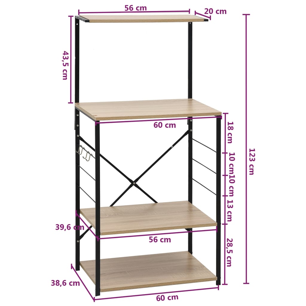 vidaXL Dulap microunde, negru/stejar 60x39,6x123 cm lemn prelucrat