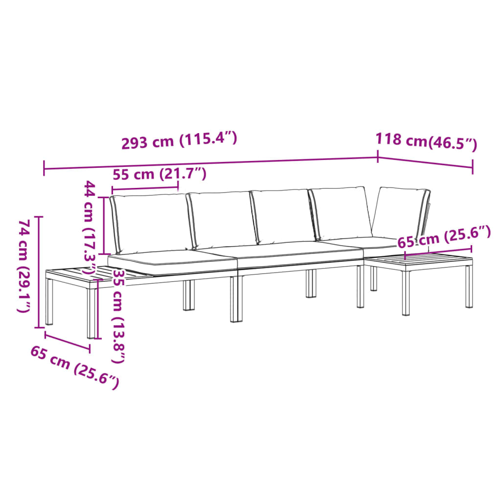 vidaXL Set canapea de grădină, 3 piese, cu perne, negru, aluminiu