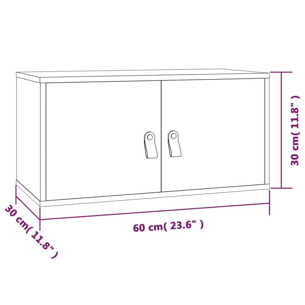 vidaXL Dulap de perete, negru, 60x30x30 cm, lemn masiv de pin