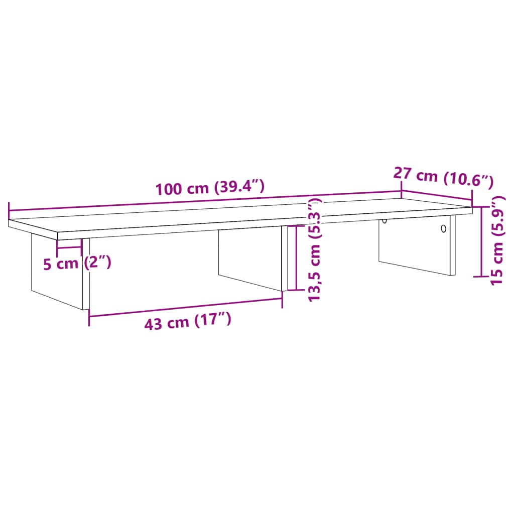 vidaXL Suport de monitor, stejar sonoma, 100x27x15 cm, lemn prelucrat