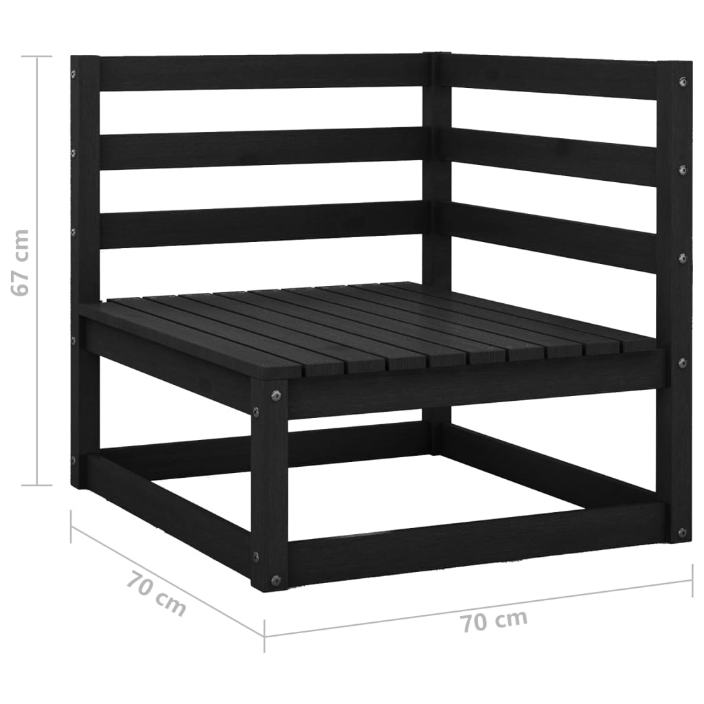 vidaXL Set mobilier de grădină, 2 piese, negru, lemn masiv de pin