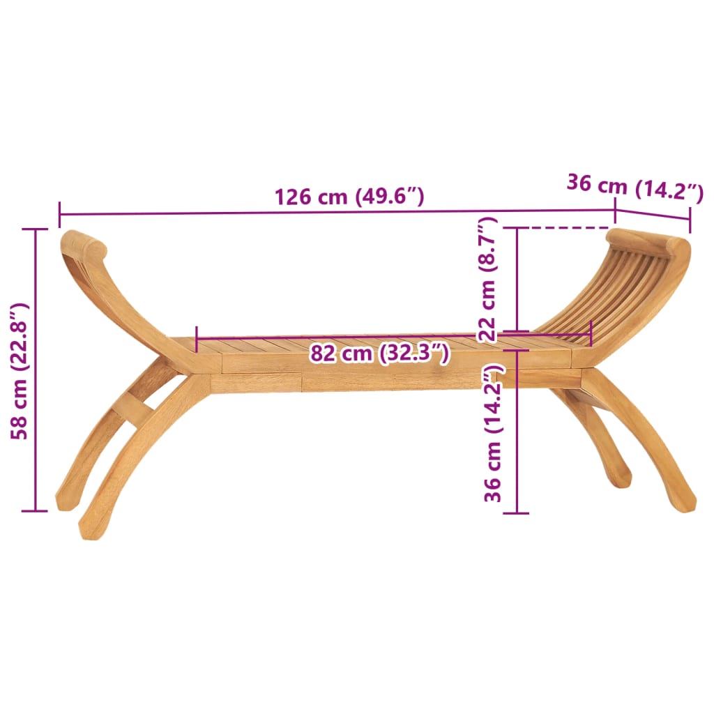 vidaXL Bancă de grădină, 126 cm, lemn masiv de tec