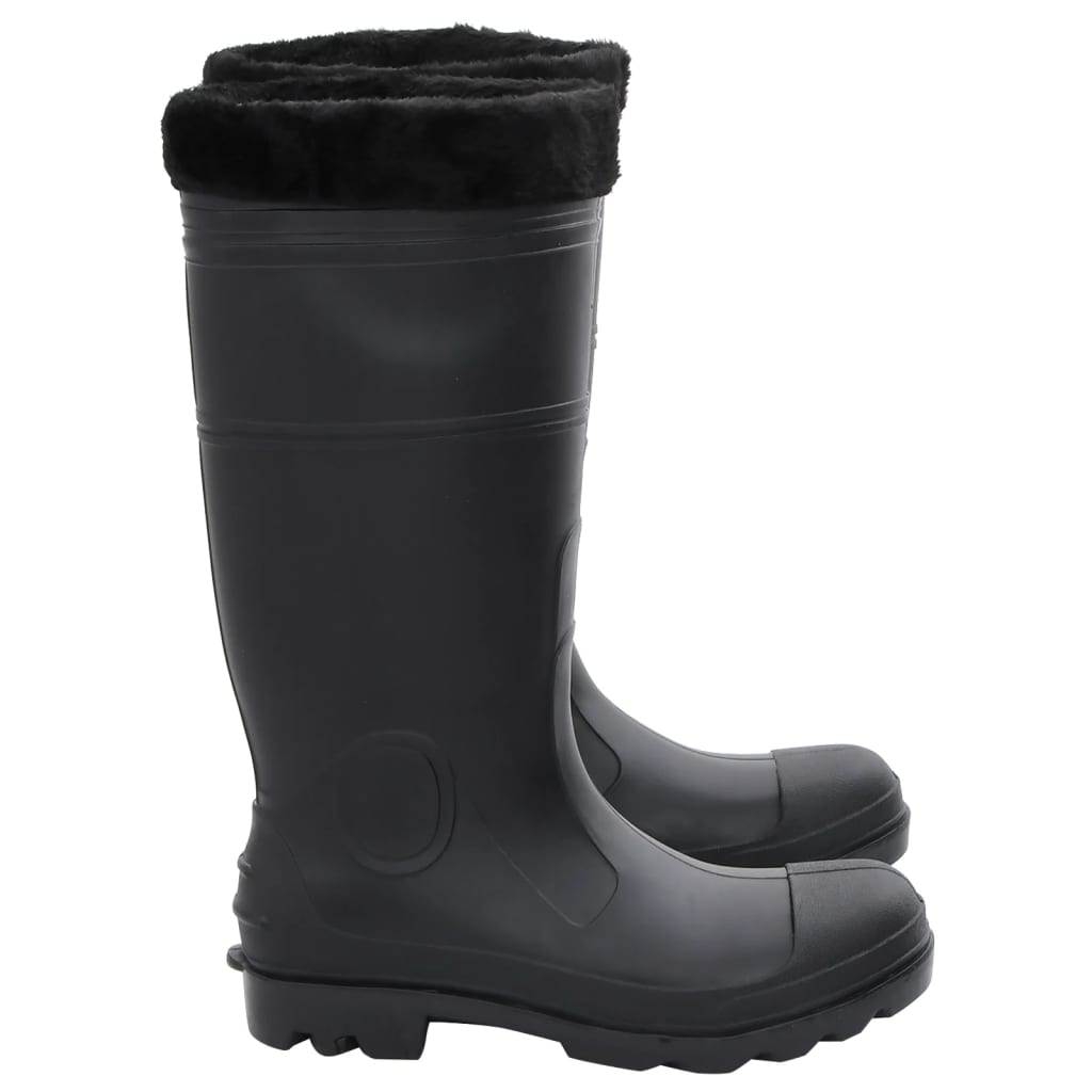 vidaXL Cizme de ploaie cu șosete detașabile, negru, mărime 43, PVC