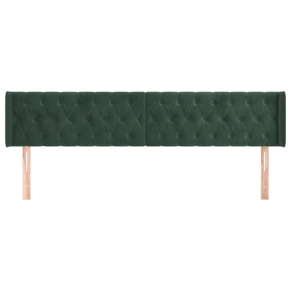 vidaXL Tăblie de pat cu aripioare verde închis 203x16x78/88 cm catifea