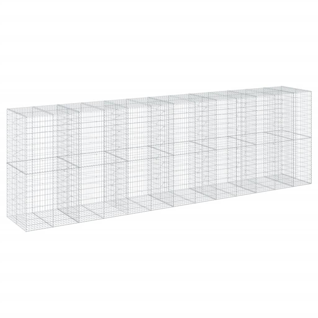 vidaXL Coș gabion cu capac, 650x100x200 cm, fier galvanizat