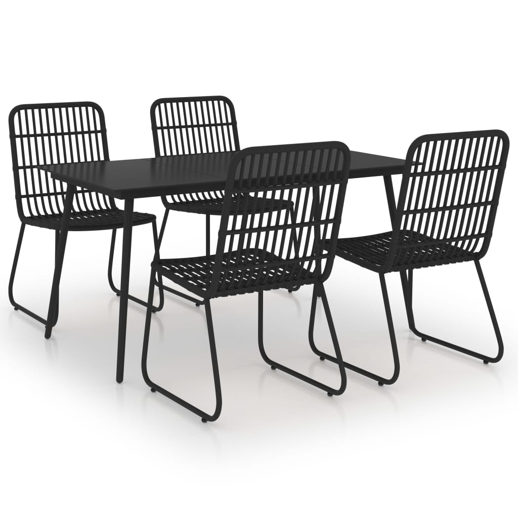 vidaXL Set mobilier de exterior, 5 piese, poliratan și sticlă