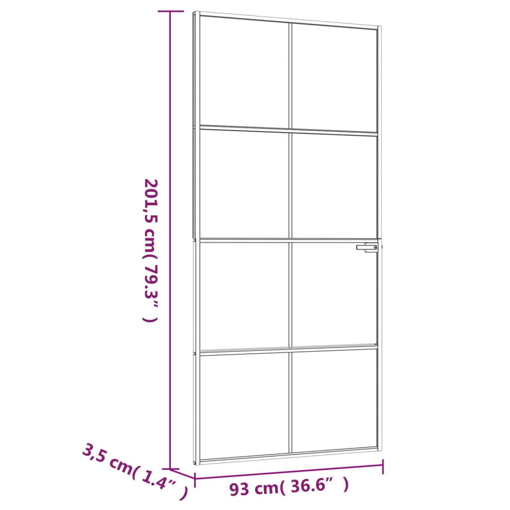 vidaXL Ușă de interior alb 93x201,5 cm sticlă securiz. / aluminiu slim