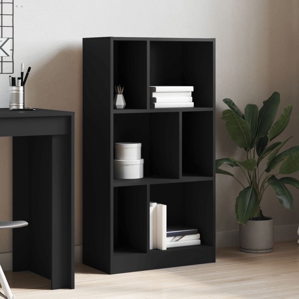 vidaXL Bibliotecă, negru, 57x28,5x107,5 cm, lemn prelucrat