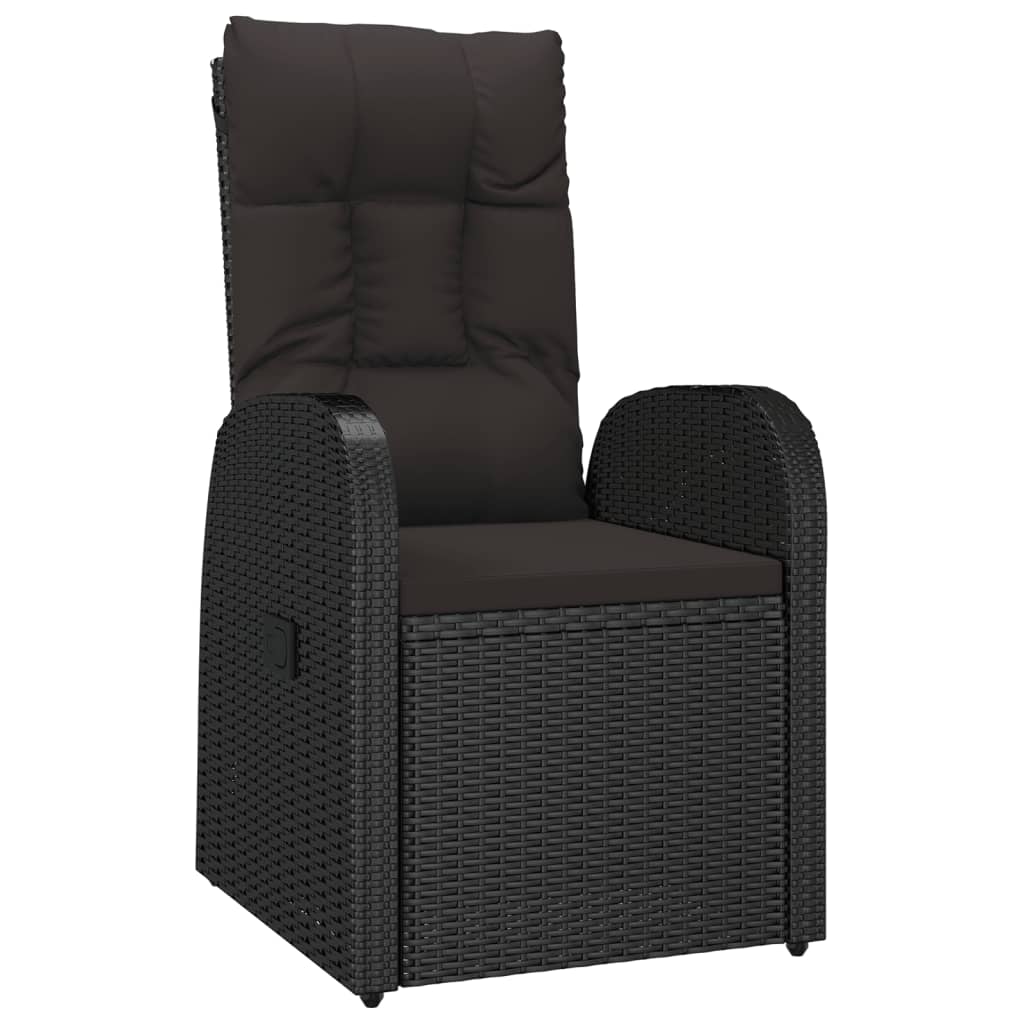 vidaXL Set mobilier de grădină cu perne, 9 piese, negru, poliratan