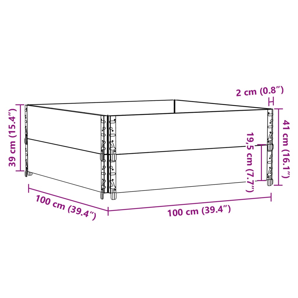 vidaXL Rame pentru paleți, 2 buc., negru, 100x100 cm, lemn masiv pin