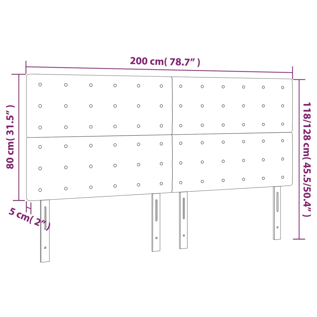 vidaXL Tăblii de pat, 4 buc, alb, 100x5x78/88 cm, piele ecologică