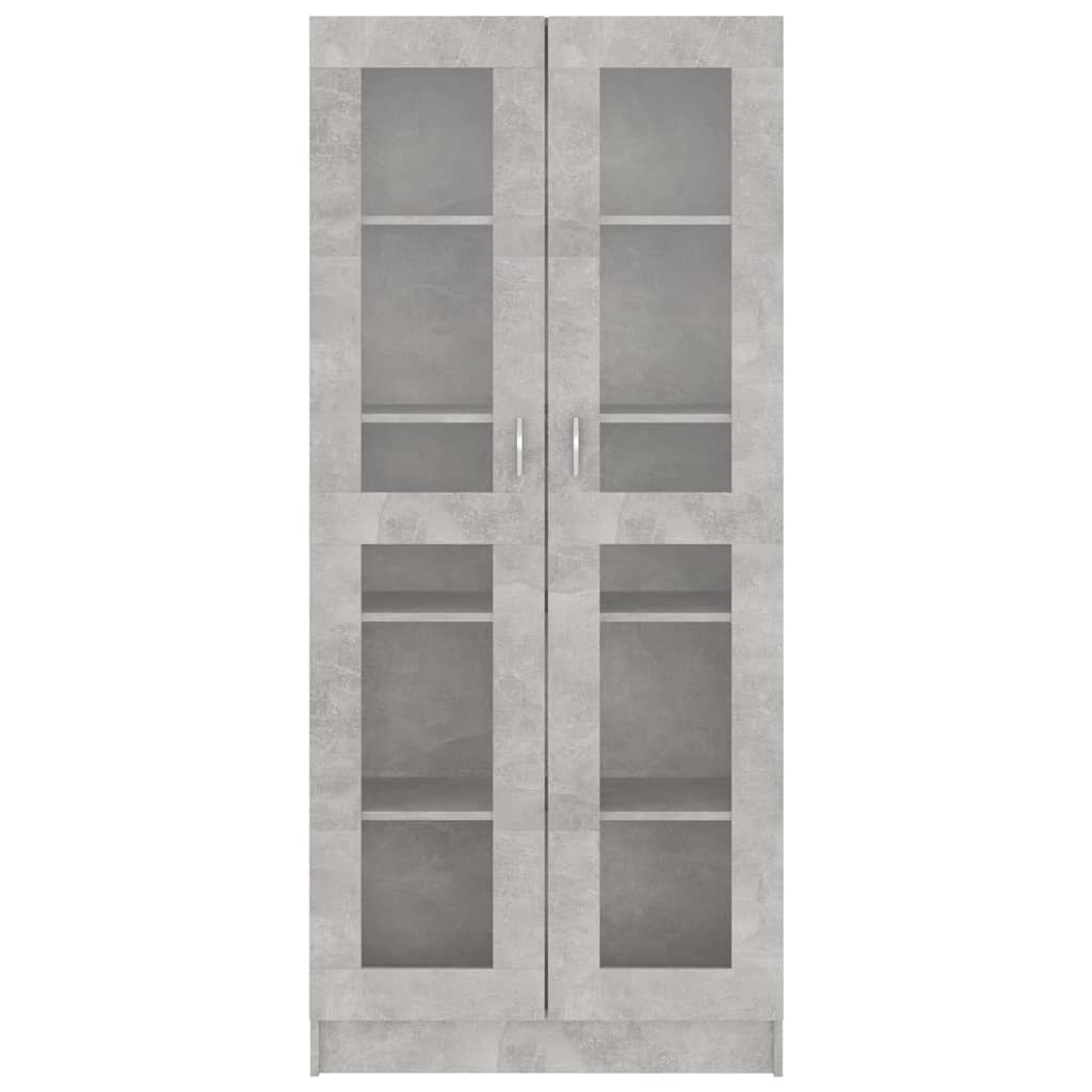 vidaXL Dulap cu vitrină, gri beton, 82,5x30,5x185,5 cm, lemn prelucrat