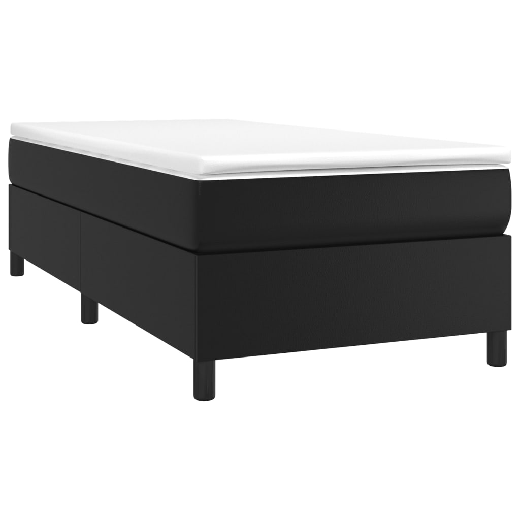 vidaXL Pat box spring cu saltea, negru, 90x190 cm, piele ecologică