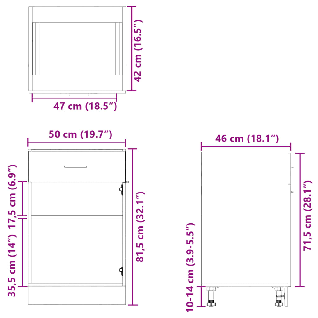 vidaXL Dulap inferior cu sertar, stejar Sonoma, 50 x 46 x 81,5 cm, PAL