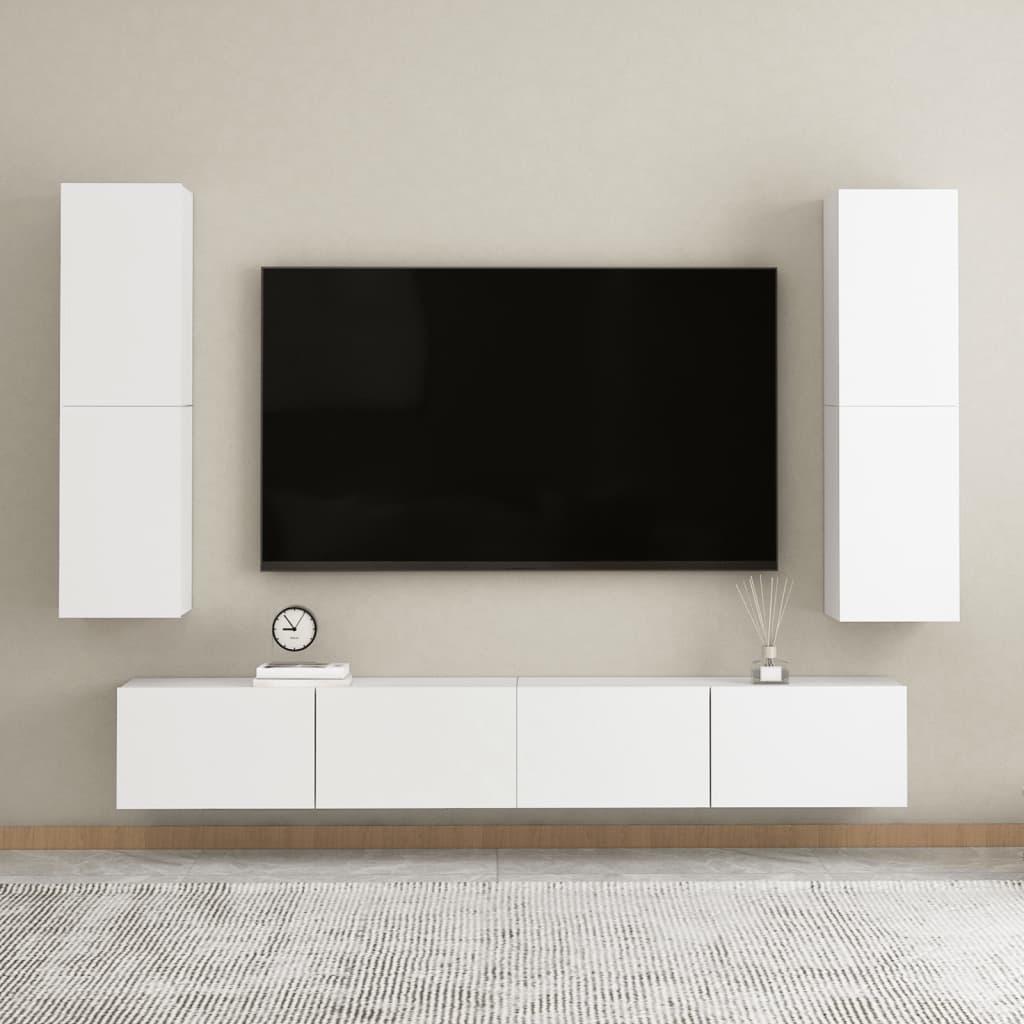 vidaXL Comodă TV, alb, 30,5x30x110 cm, lemn prelucrat