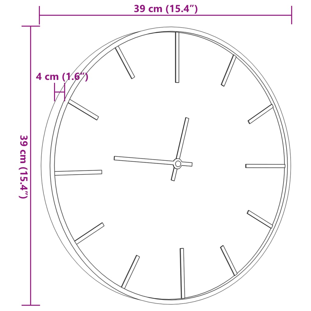 vidaXL Ceas de perete, maro, Ø39 cm, fier și lemn prelucrat