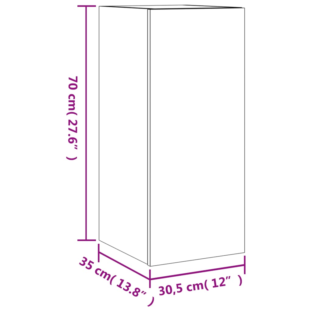 vidaXL Comodă TV de perete cu LED, 2 buc. stejar maro, 30,5x35x70 cm