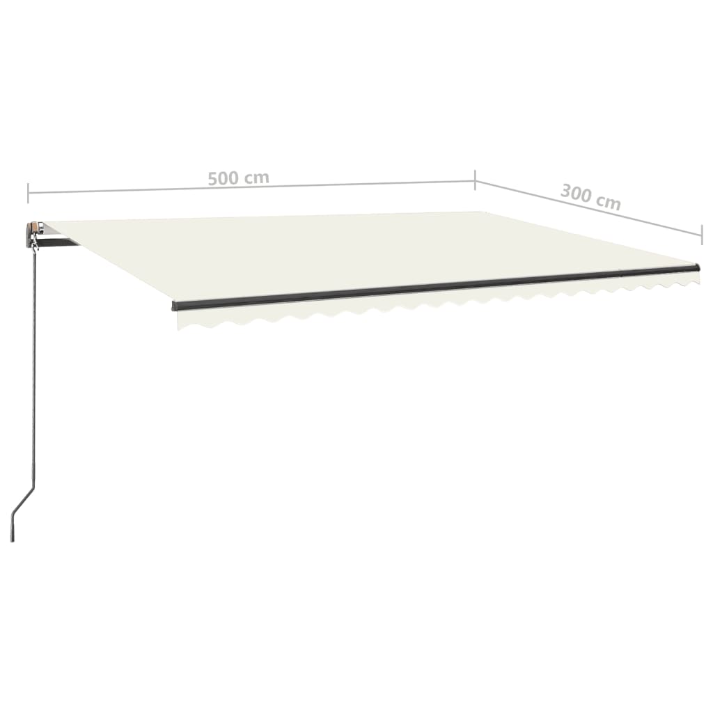 vidaXL Copertină automată cu senzor vânt & LED, crem, 500x300 cm