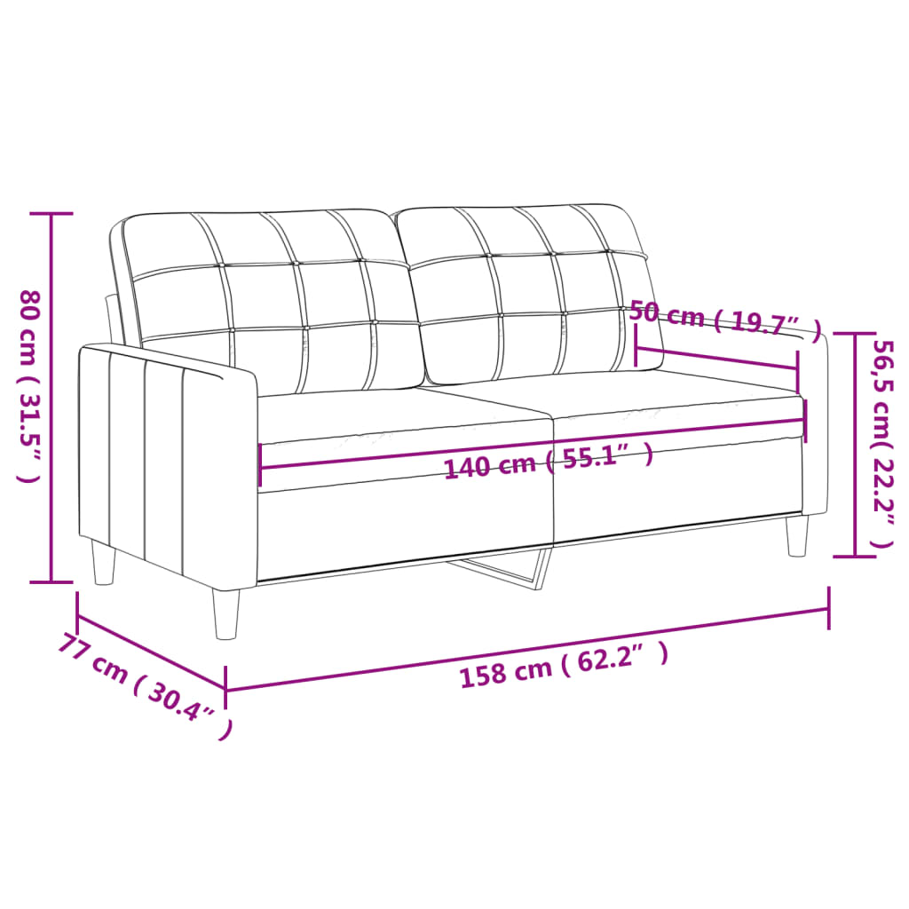 vidaXL Canapea cu 2 locuri B-Stock, gri deschis, 140 cm, textil