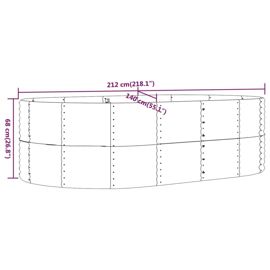 vidaXL Strat înălțat grădină argintiu, oțel vopsit electrostatic