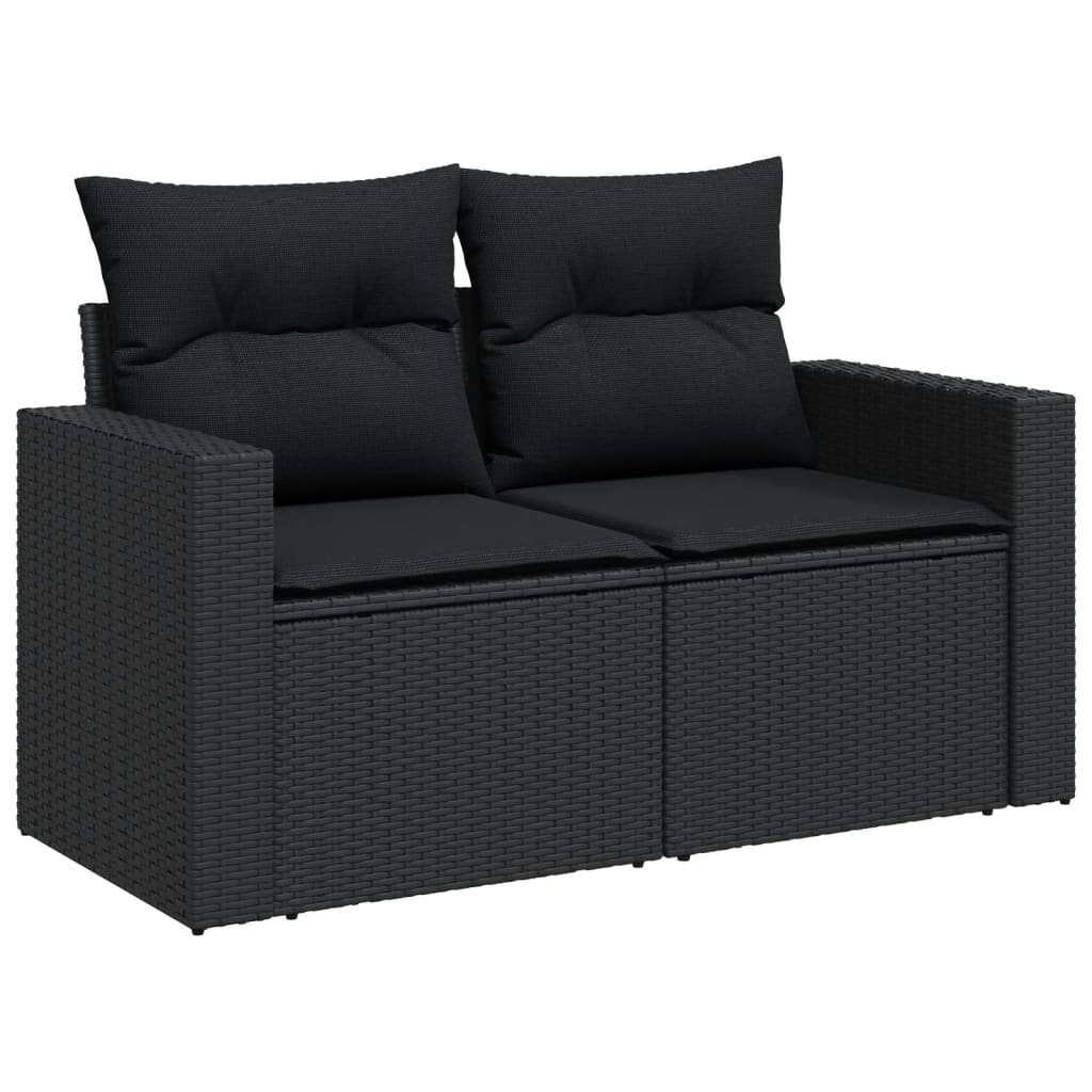 vidaXL Set mobilier de grădină cu perne, 9 piese, negru, poliratan