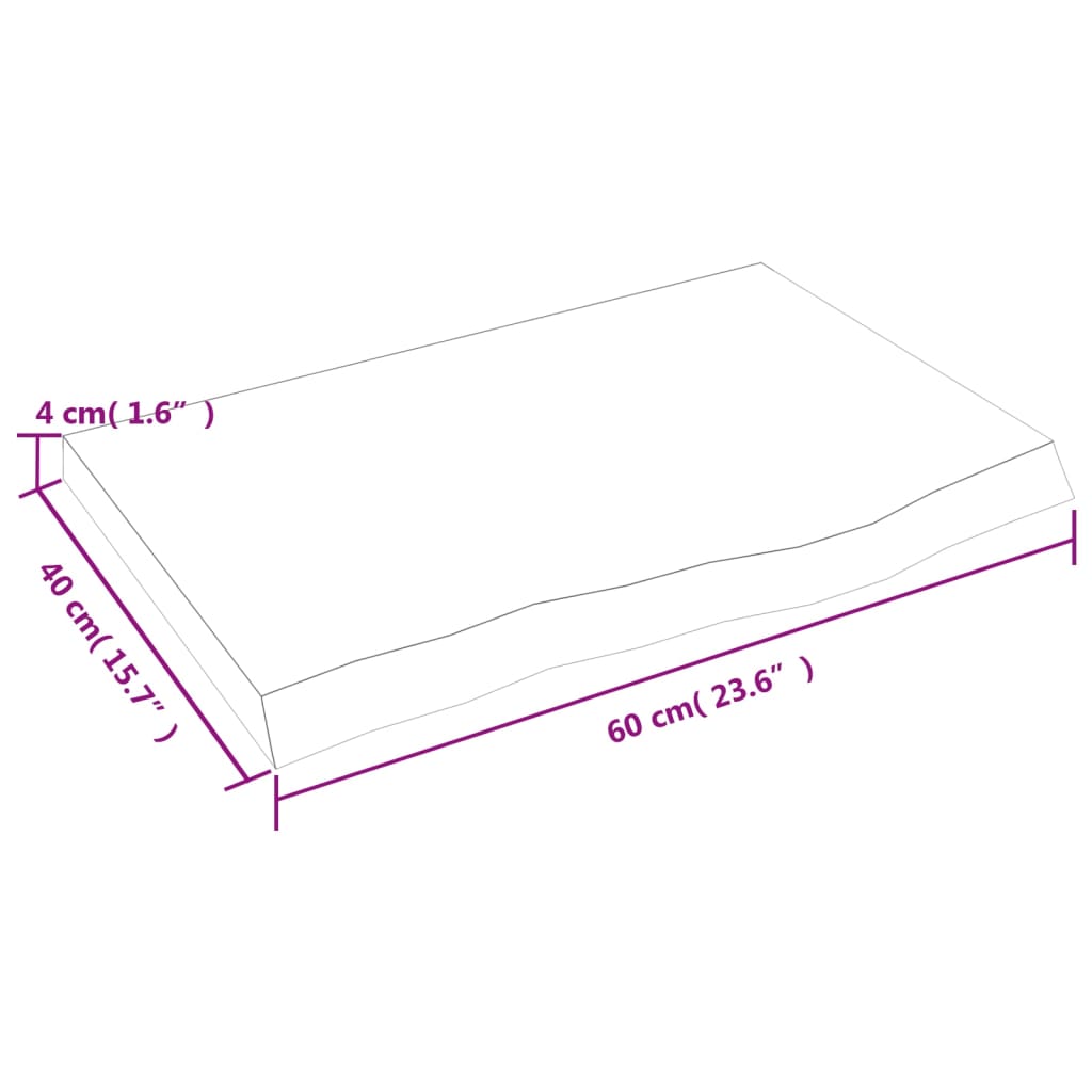 vidaXL Blat de baie, maro închis, 60x40x(2-4) cm, lemn masiv tratat