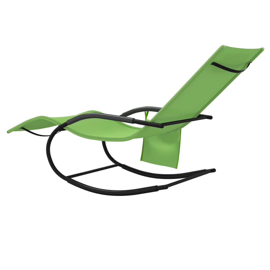 vidaXL Șezlonguri balansoare, 2 buc., verde, oțel și textilenă