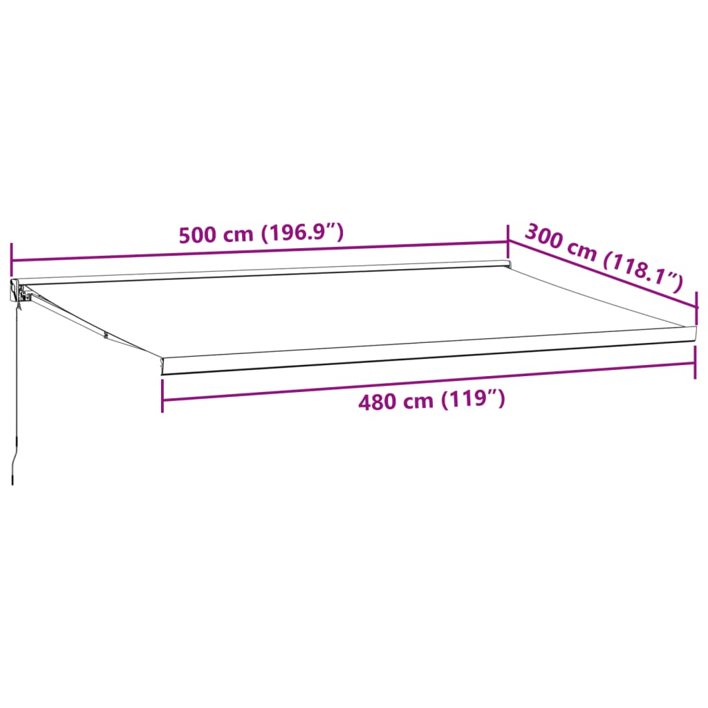 vidaXL Copertină retractabilă manual, maro, 500x300 cm