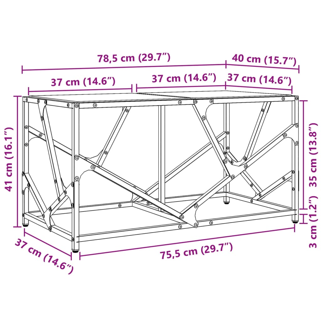 vidaXL Măsuță de cafea blat din sticlă transparentă 78,5x40x41 cm oțel