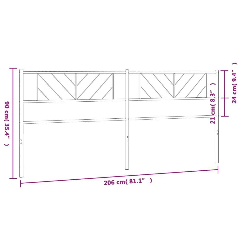 vidaXL Tăblie de pat metalică, alb, 200 cm