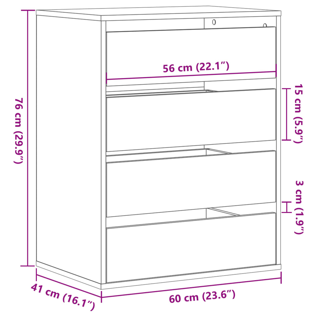 vidaXL Dulap colț cu sertare lemn vechi 60x41x76 cm lemn prelucrat