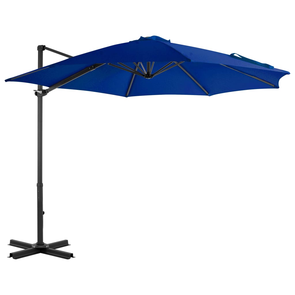 vidaXL Umbrelă suspendată cu stâlp aluminiu, albastru azuriu, 300 cm