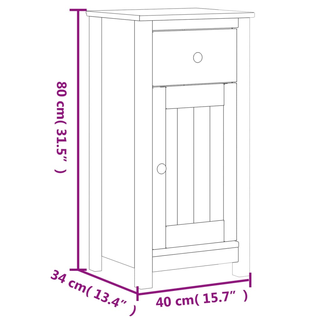 vidaXL Set mobilier baie, 3 piese, „BERG” , negru, lemn masiv de pin