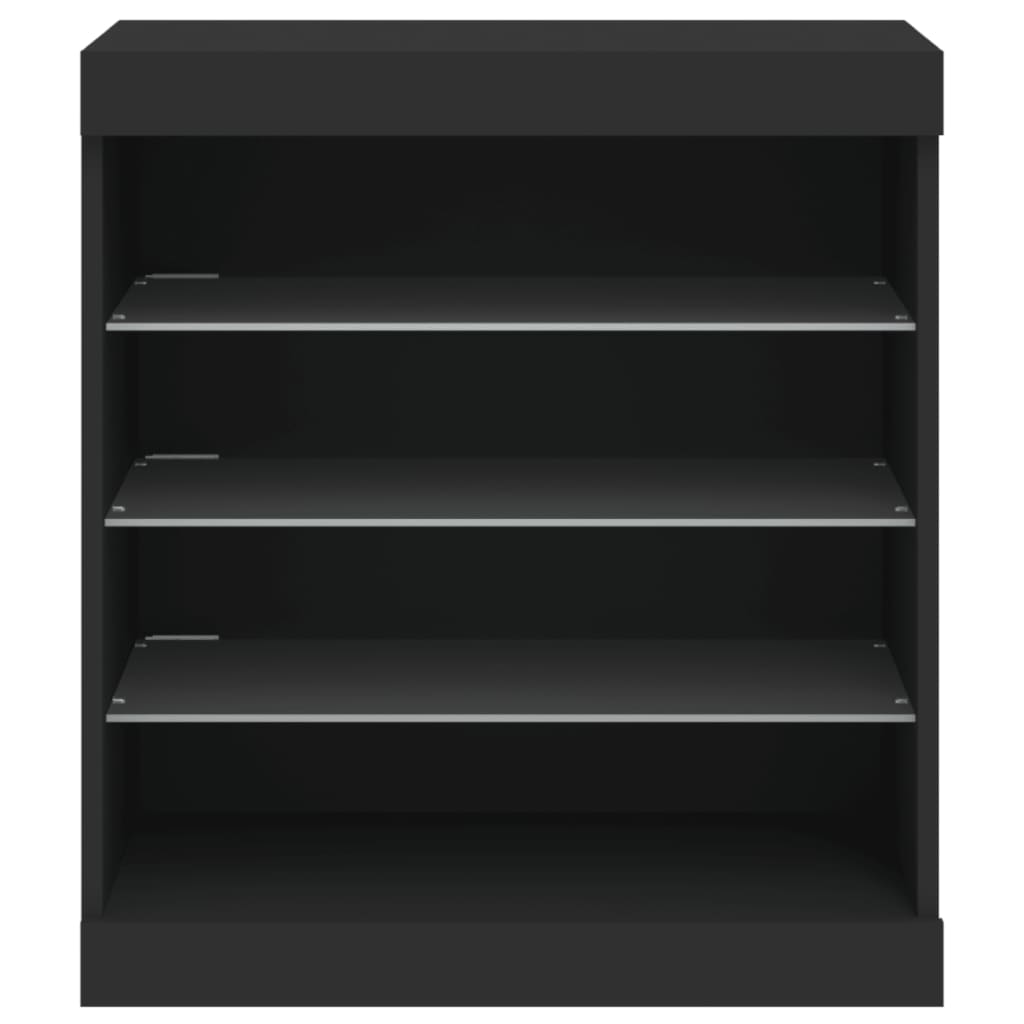 vidaXL Servantă cu lumini LED, negru, 60,5x37x67 cm