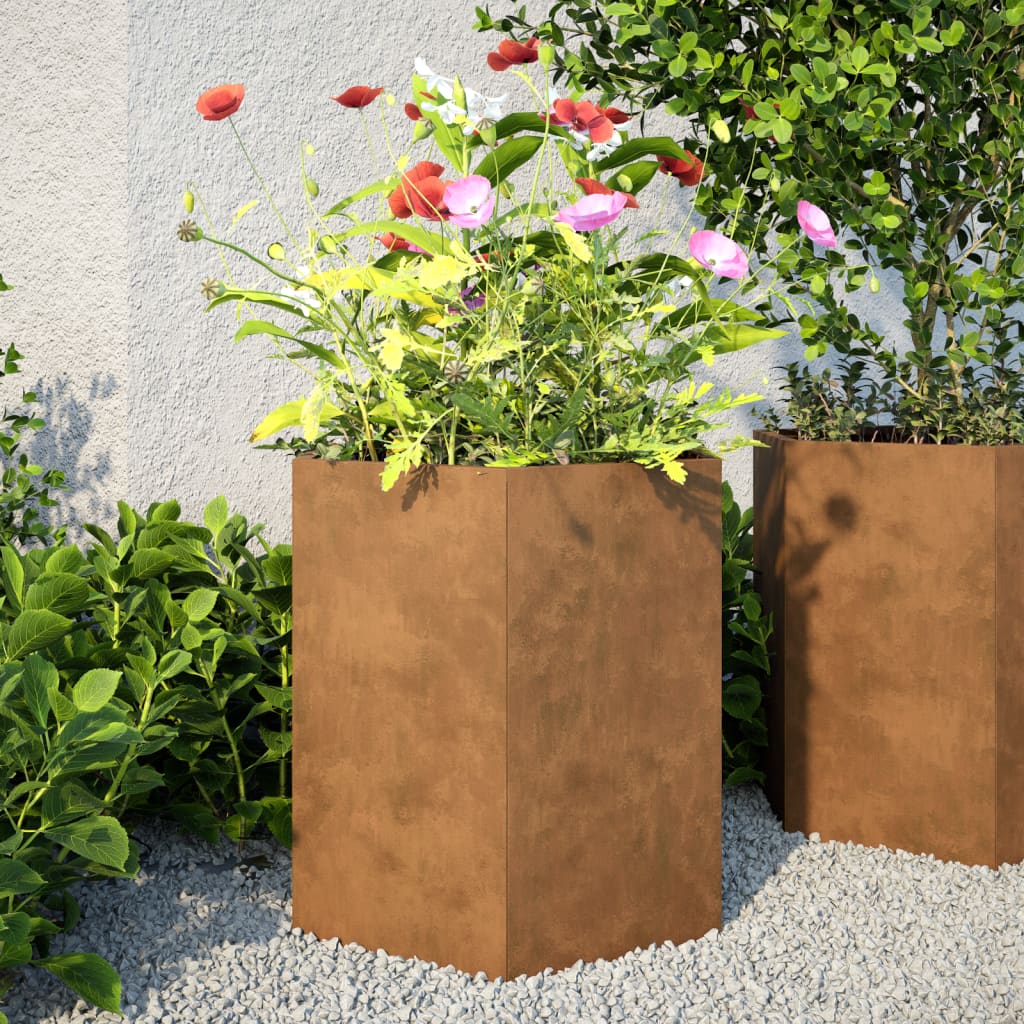 vidaXL Jardinieră de grădină 46x40x45 cm oțel corten hexagonal