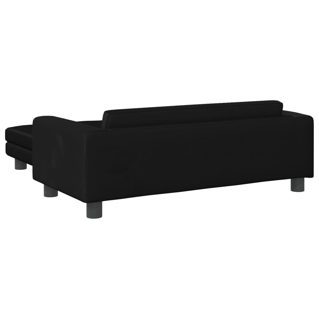 vidaXL Canapea pentru copii cu taburet negru 100x50x30 cm catifea