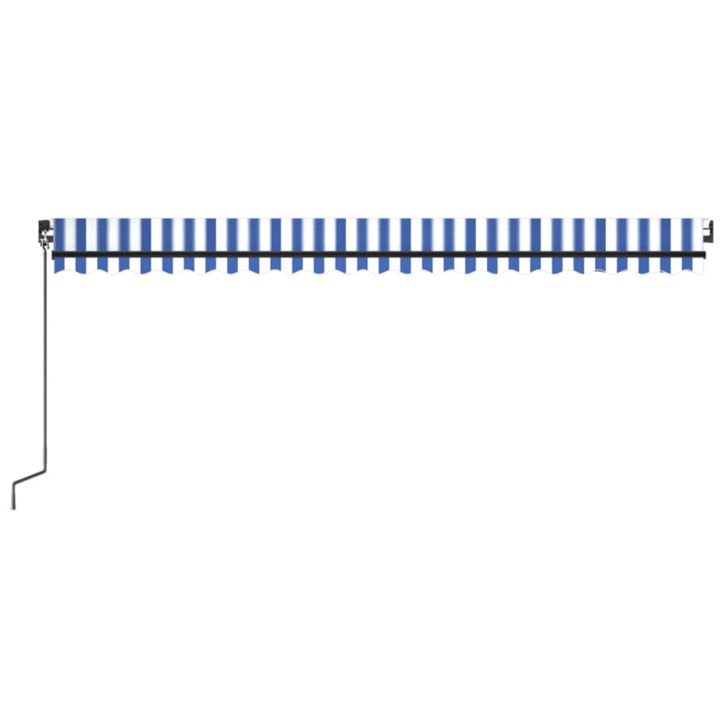 vidaXL Copertină retractabilă manual, albastru și alb, 500x350 cm