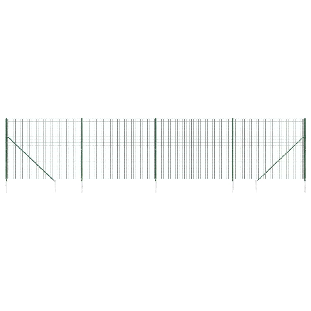 vidaXL Gard plasă de sârmă cu țăruși de fixare, verde, 2x10 m