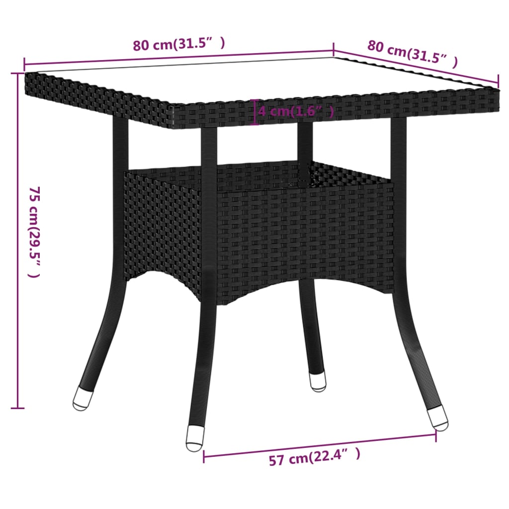 vidaXL Set mobilier grădină, 5 piese, negru, poliratan și lemn acacia