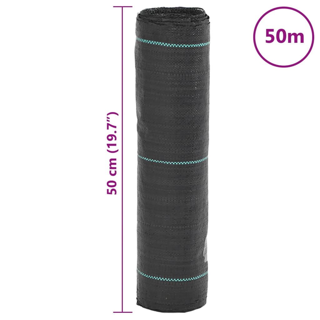 vidaXL Membrană antiburuieni, negru, 0,5x50 m, PP