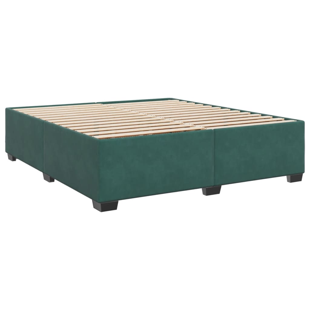 vidaXL Pat box spring cu saltea, verde închis, 200x200 cm, catifea