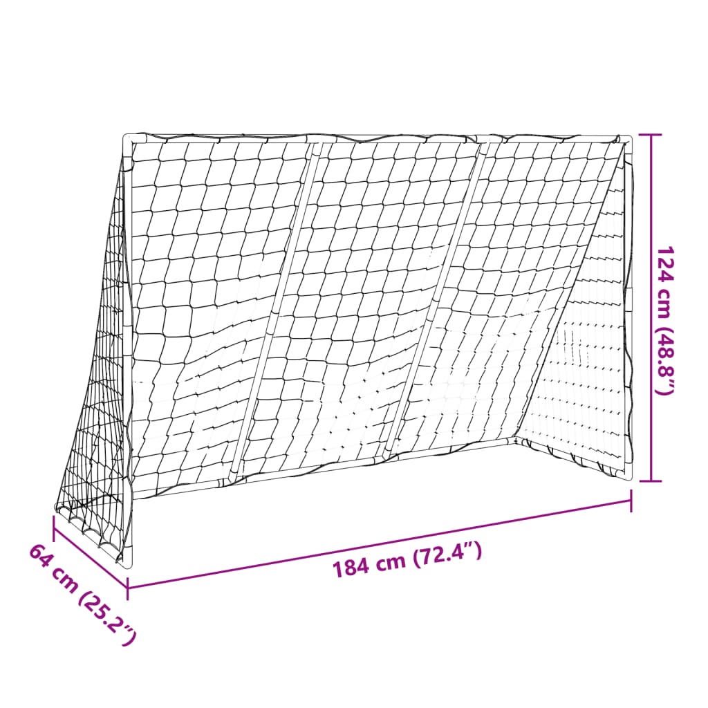 vidaXL Poartă de fotbal pentru copii cu mingi 2-în-1 alb 184x64x124 cm