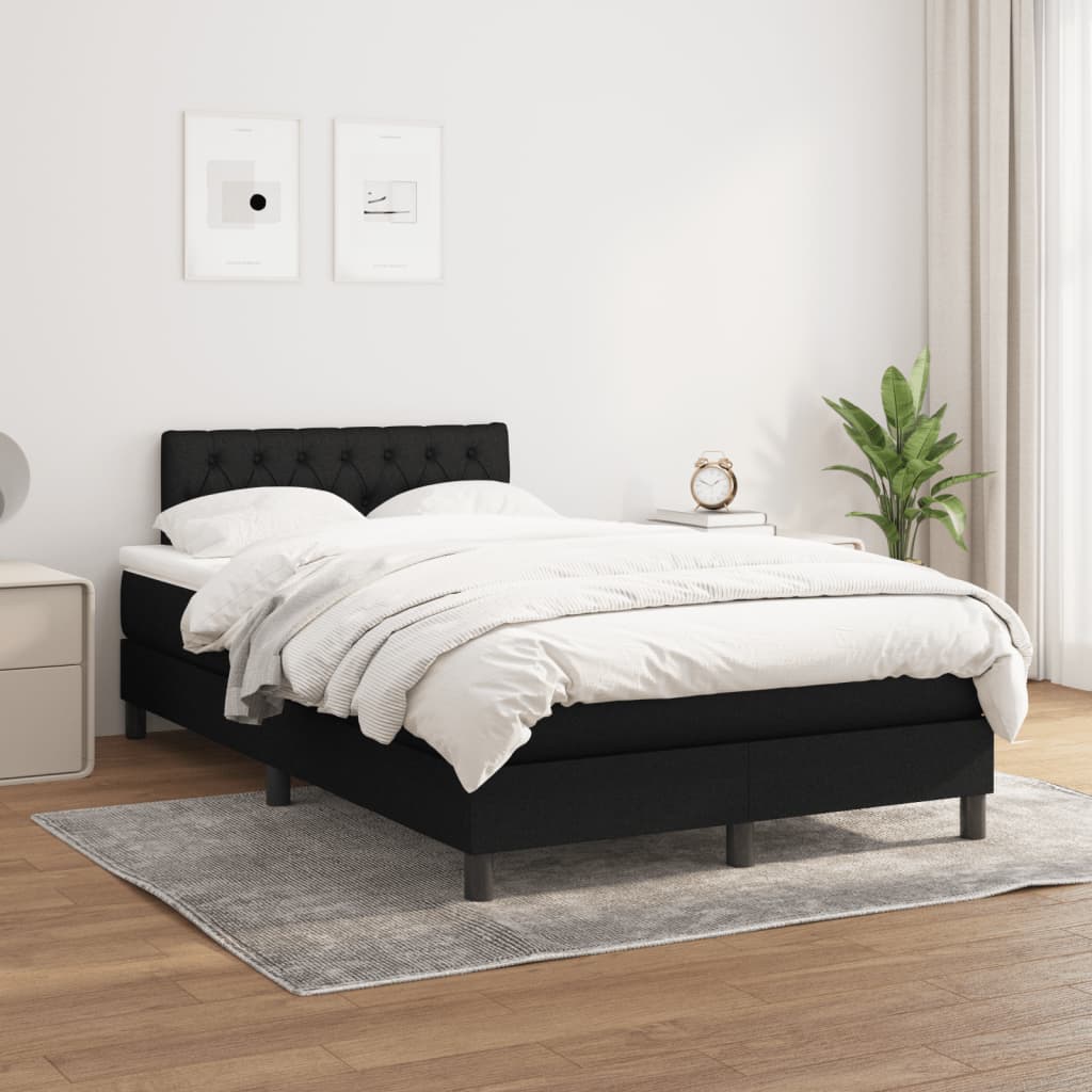 vidaXL Pat box spring cu saltea, negru, 120x190 cm, catifea