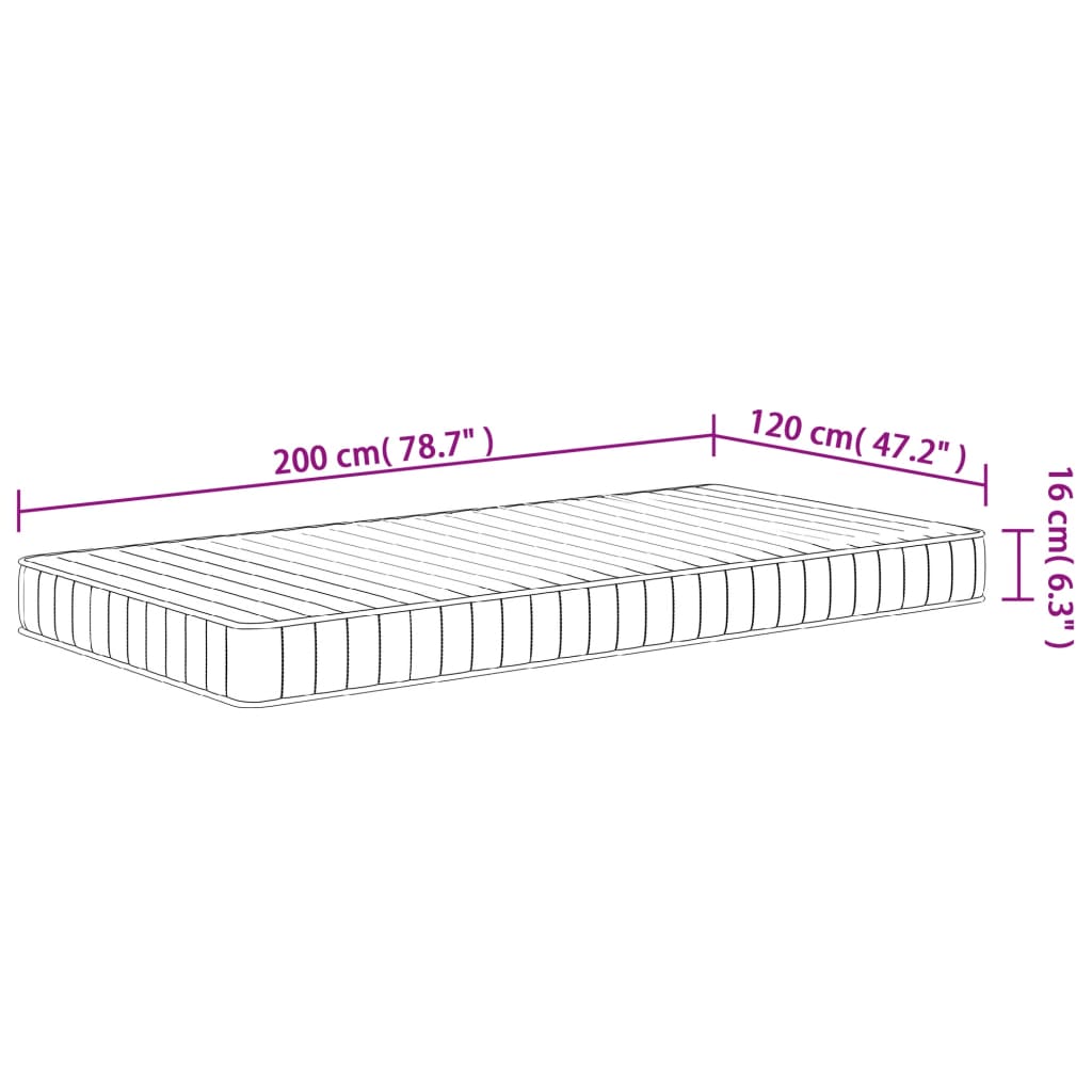 vidaXL Saltea din spumă, fermitate medie moale, 120x200 cm